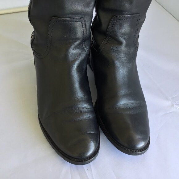 Michael Kors Dora Black Leather Retro Vintage 90s Stud Moto Knee Boots Size 9M - Picture 4 of 11